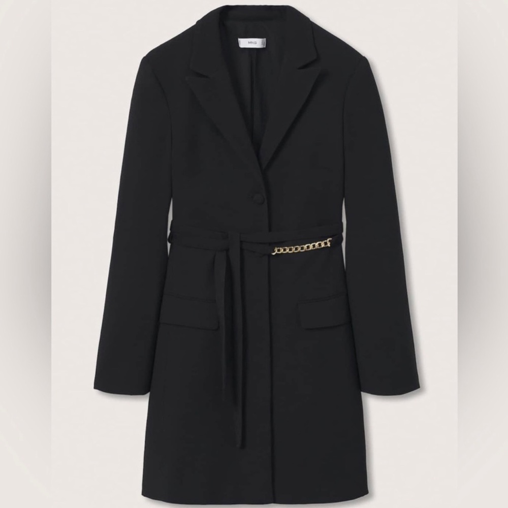 MANGO Belted Blazer Dress Size USA 12